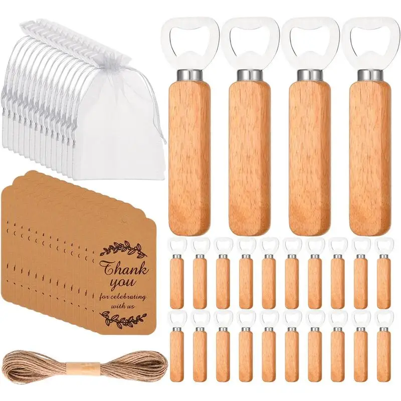 

24Pcs Lot Wooden Bottle Opener Beer Can Opener Household Kitchen Bar Tools For Home Handle Handheld Wine Soda Glass Gadgets