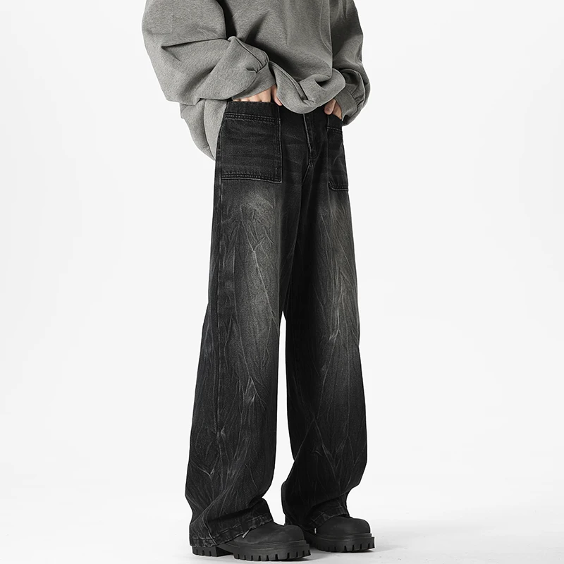 Популярная одежда в Корейском стиле уличная новые джинсы с широкими штанинами