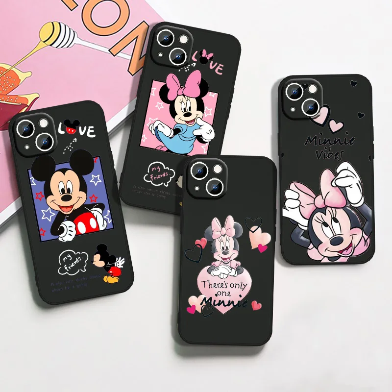 

Mickey and cute Minnie Phone Case For Apple iPhone 14 13 12 11 mini XS XR X Pro Max 8 7 6S 6 5S 5 Plus Black Cover