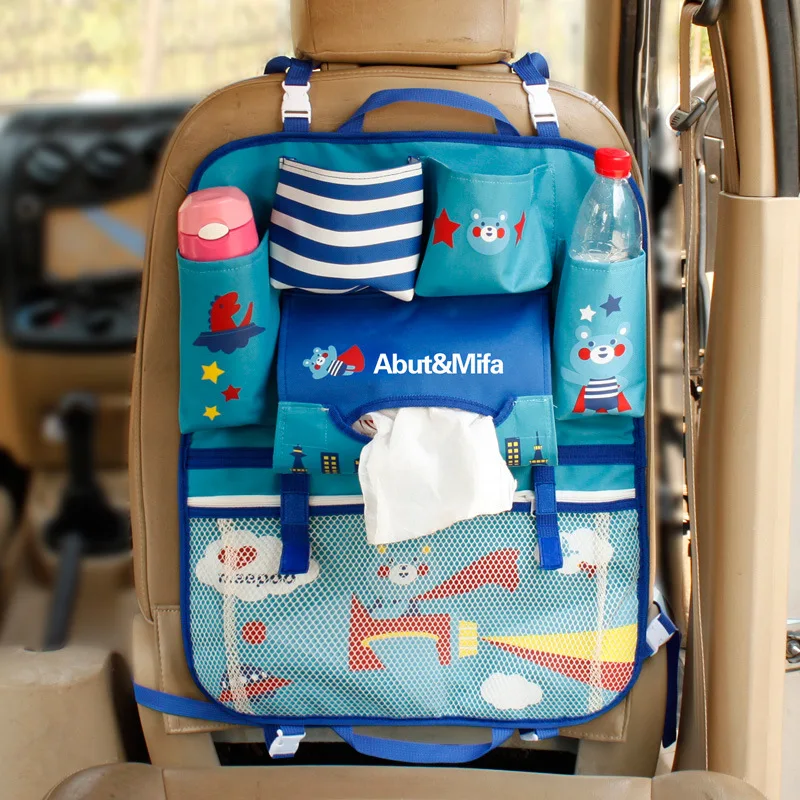ZK20 Cartoon Car Seat Back Bag Car Rear Child Storage Box Baby Supplies Baby Storage Car Hanging Bag