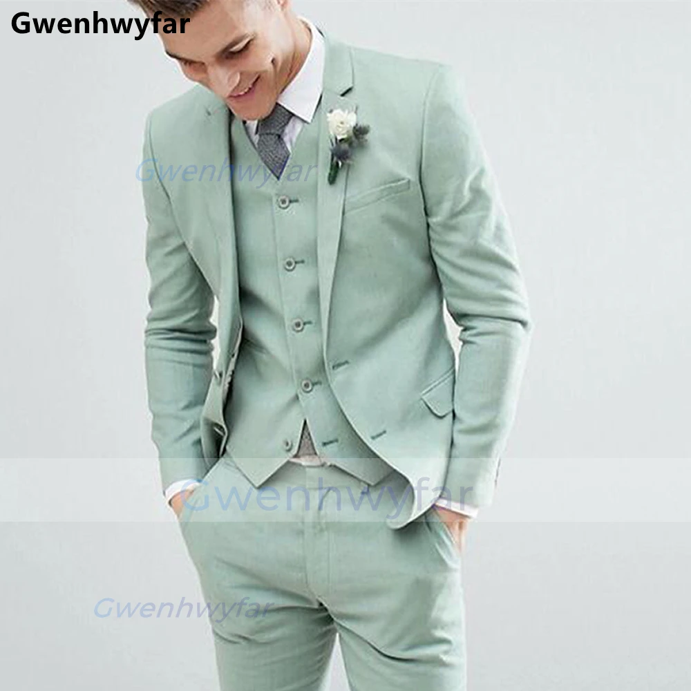 

Gwenhwyfar 2022 мужской костюм с вырезом на лацкане и двумя пуговицами для свадьбы деловые мужские костюмы комплект из 3 предметов (пиджак + жилет + брюки) мужские костюмы