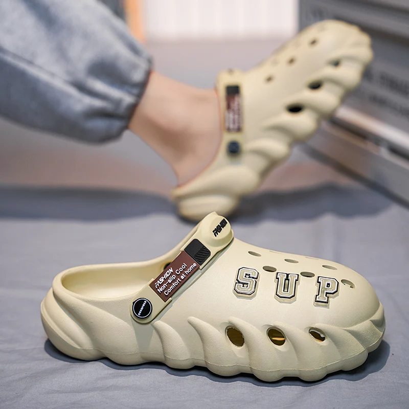 Мужские Нескользящие пляжные шлепанцы износостойкие дышащие сандалии из ЭВА на