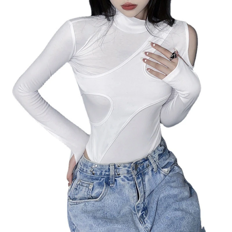 

Casual Solid Bodysuit Hollow Out Bodies For Women Skinny Jumpsuit Autumn Long Sleeve Playsuit Stretch Fitness Rompers