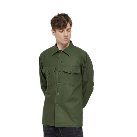 Мужская рубашка на весну и осень, ярко-зеленая повседневная одежда в американском стиле ретро времен Второй мировой войны Vienam