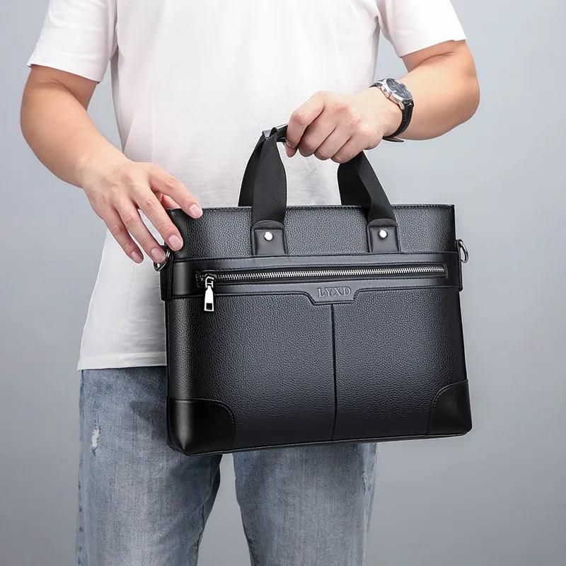New Large Men's Briefcase Business Bag Handbag For Documents PU Leather Office Men Laptop Bags Shoulder Briefcase Messenger Bags