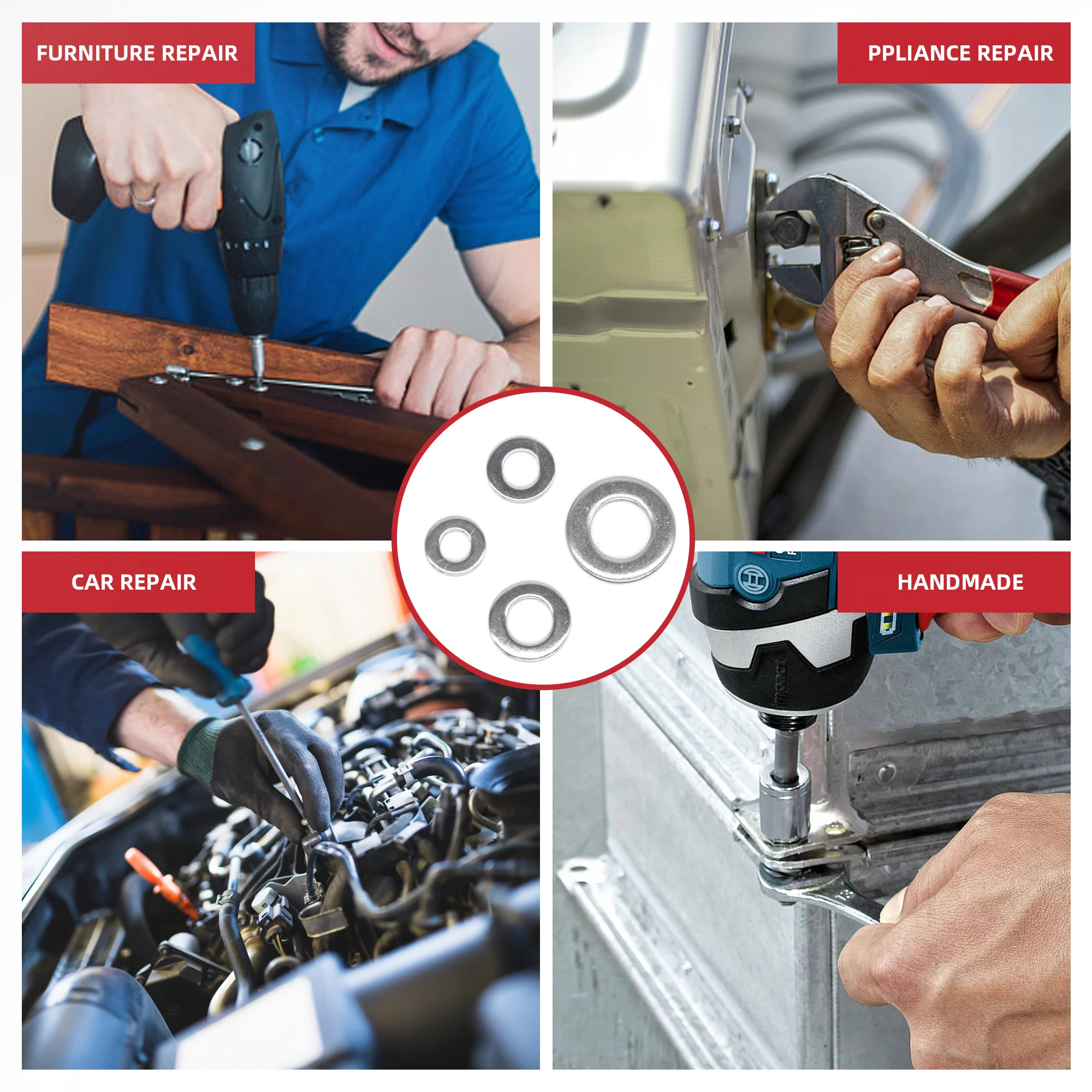 95 шт. комплект плоских шайб из нержавеющей стали 304 4 размера M3 M4 M6 M8 металлические