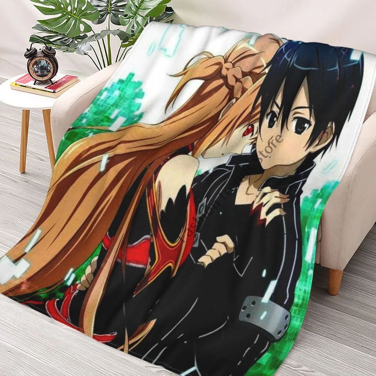 

Anime Demon Killer Print Blanket Cozy soft bed Thin comforter Sofa Office nap blanket for kids, adults, and men