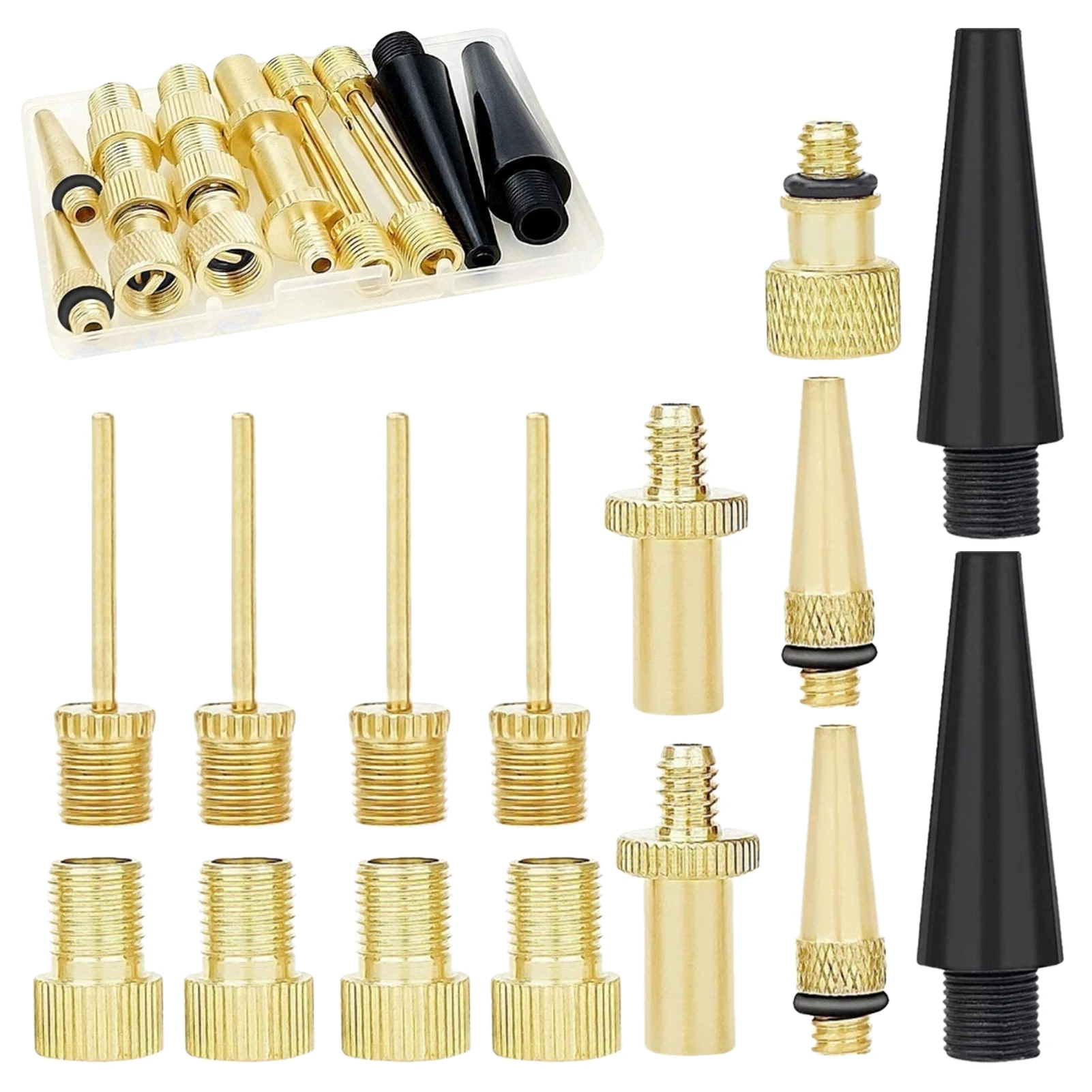 

16pcs Ball Needles Air Mattresses Swimming Rims Cone Adapters With Screw Thread Balls Copper Covers All Needs Bike Valve Adapter