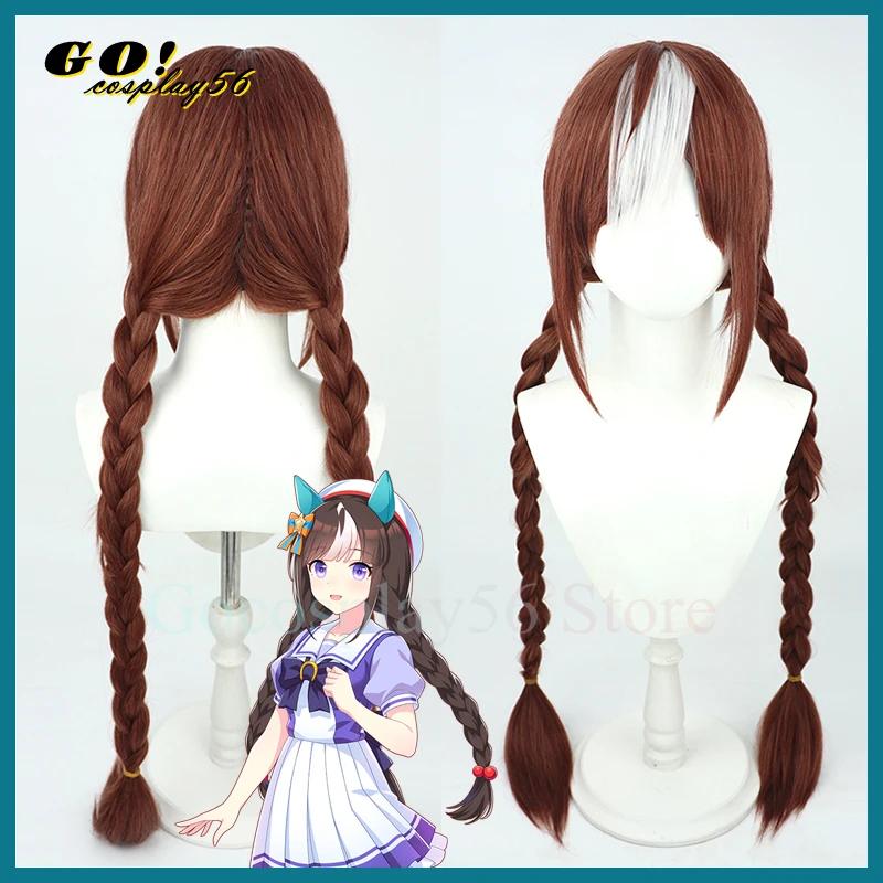 

Косплей-парик Umamusume: Pretty Derby Hokko Tarumae, длиной 100 см, плетеный конский хвост, коричневые волосы, белые челки, Новый головной убор для девочек с Idol