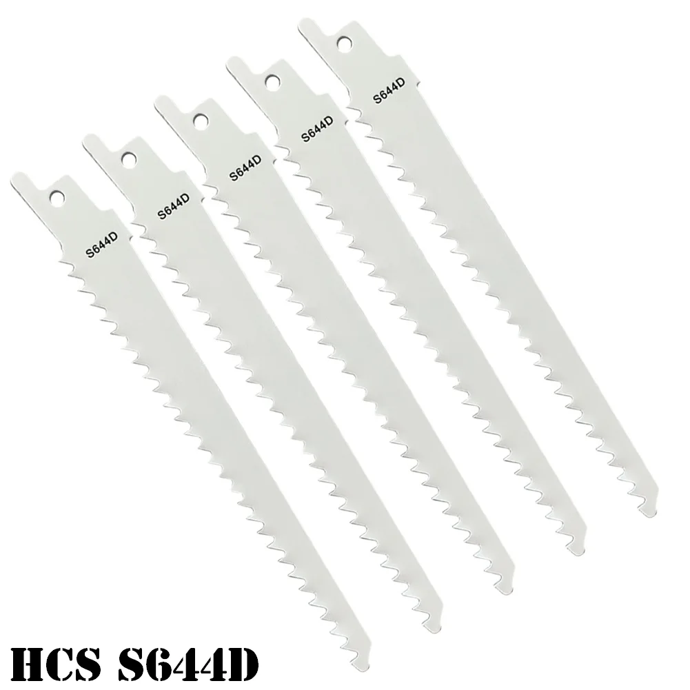 

5pcs 150mm S644D Reciprocating Saw Blades 6TPI Teeth HCS For Cutting Wood Plastic Plywood Chipboard Universal Tool Accessories