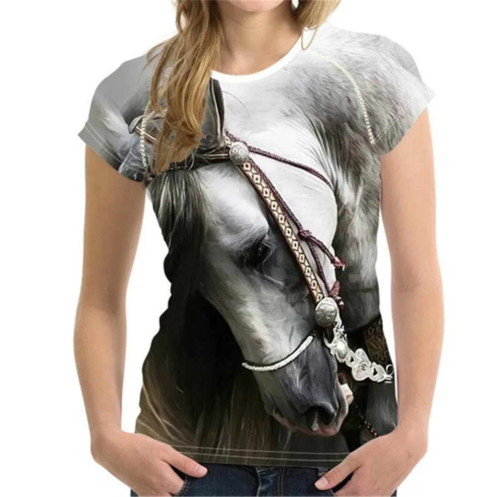 

Summer Men's T-Shirt Animal 3D Printing Horse Pattern O-Neck Short Sleeve Women's T-Shirt Quick Dry Oversized T-Shirt Loose Tee