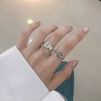 fmily minimalist hollow smiley ring s925 sterling silver new fashion temperament hip hop punk jewelry for girlfriend gifts