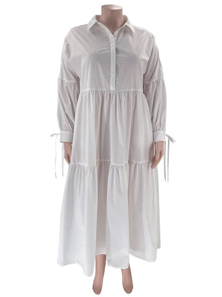 Plus Size Shirt Dresses for Women Clothing Casual Loose Big Swing Maxi Dress Fashion Streetwear Wholes 3xl 4xl 5xl 6xl