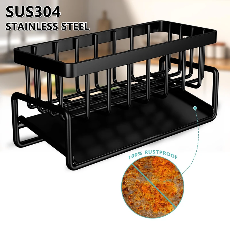 Органайзер для кухонной раковины держатель губки с самосливным поддоном мыла