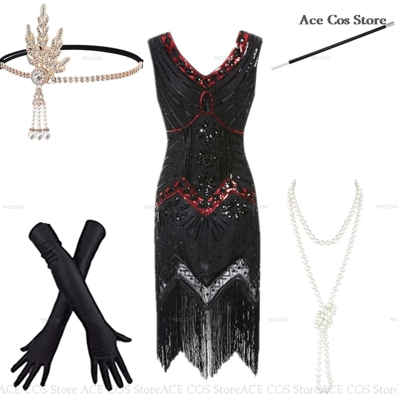 Дейзи Косплей Ретро Винтаж Ревущие 20-х 1920-х годов Платье-хлопушка Костюм Наряды