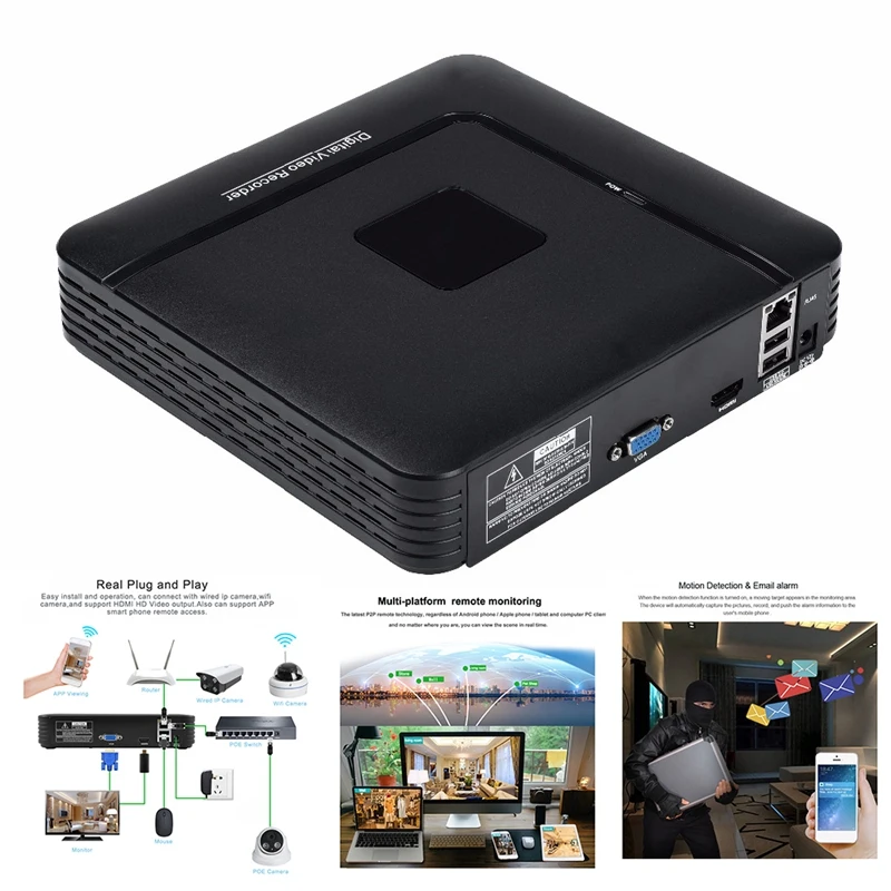

H.265 CCTV NVR 5Mp/4Mp 8CH Mini Network Xmeye Max 4K Video Output