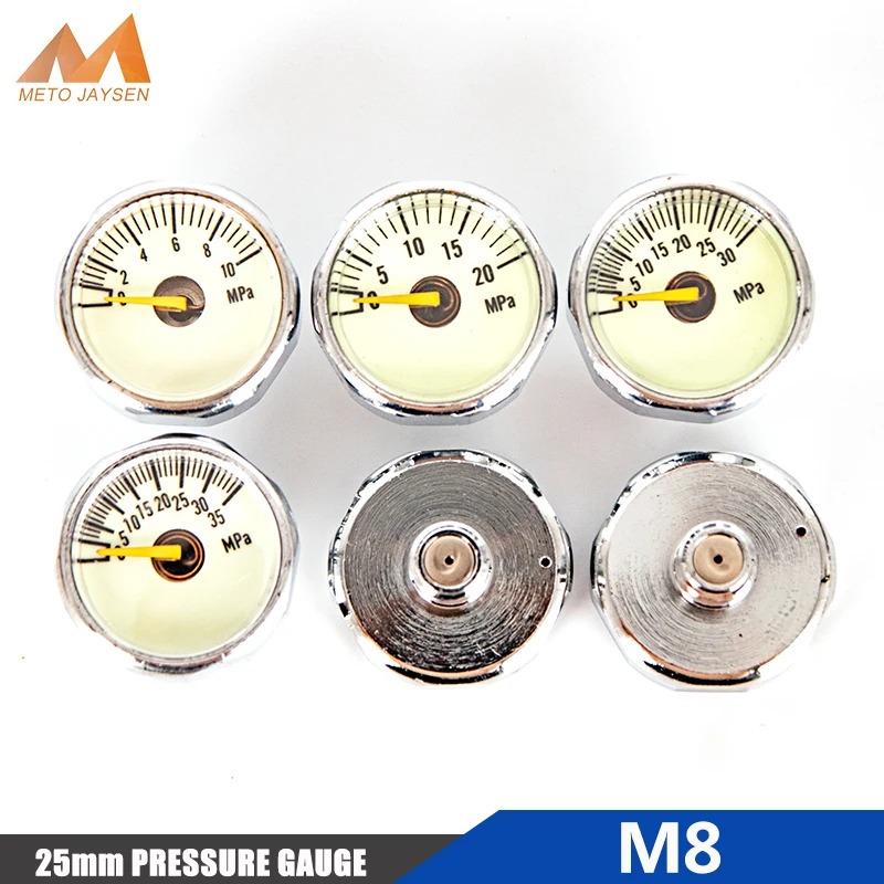 

M8x1 1 Inch Pressure Gauge 25mm Manometre M10x1 Thread Pump Scuba Diving Valve Gauge 10mpa 20mpa 30mpa 35mpa 40mpa 2pcs/set