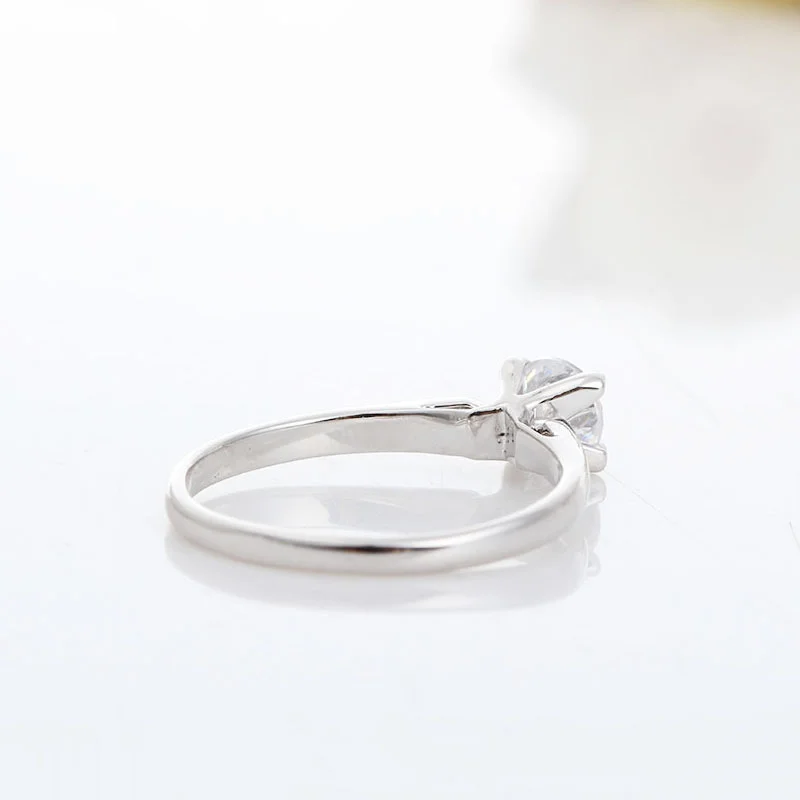 Simple White Gold Color Four Claw Round CZ Engagement Wedding Band Rings For Women Anillos Bague Anel Feminino Aneis Jewelry | Украшения и