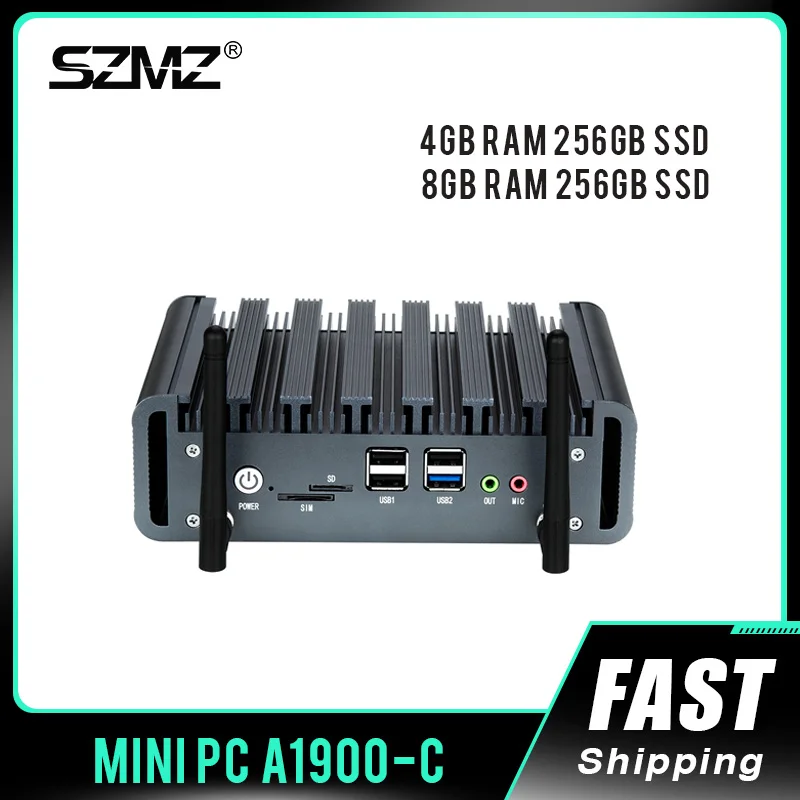 SZMZ Mini PC Celeron J1900 DDR3 4GB/8GB RAM 256GB mSATA SSD Windows11 Pro Gaming Computer 4K 60Hz HDMI VGA Win 10 Minipc Gamer