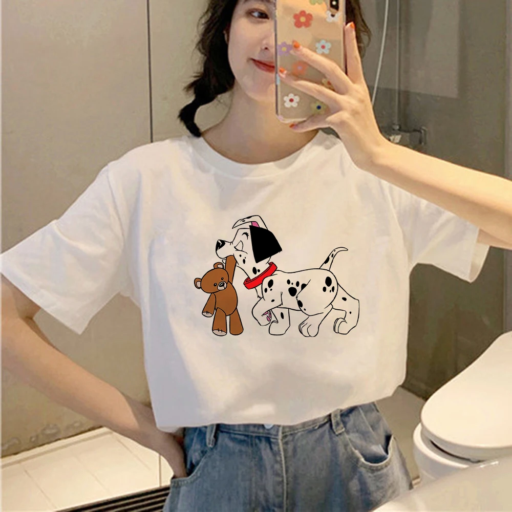 

Women Female Top Clothing T-shirt Disney Dalmatians Women Cartoon Ladies Clothes Spotted Dogs Graphic Tee Tshirt