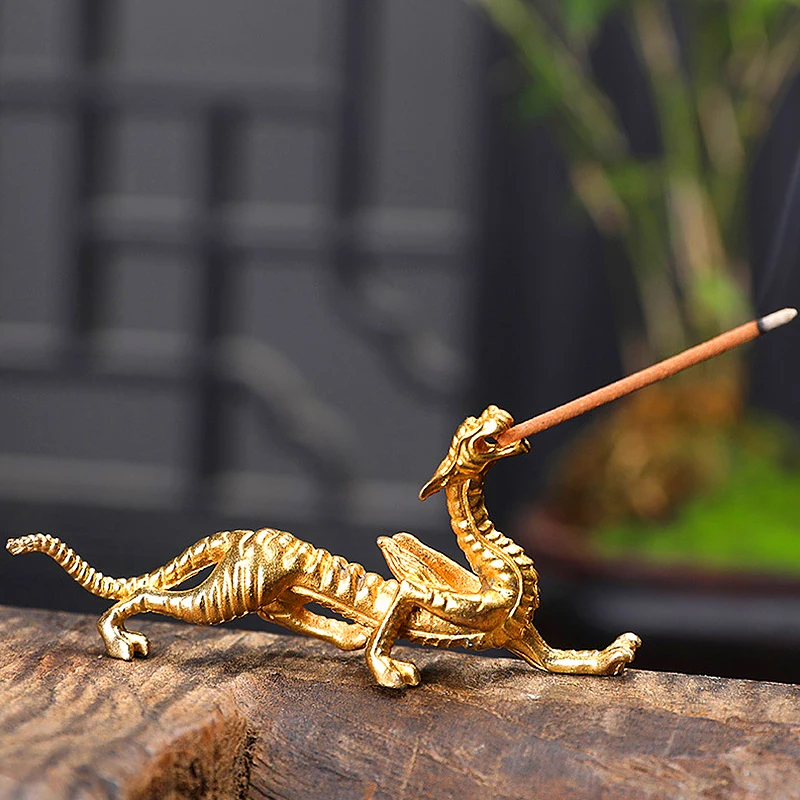 

Dragon Incense Holder Metal Incense Burner Stick Stand Sandalwood Censer Base Teahouse Meditation Office Home Decor Ornaments