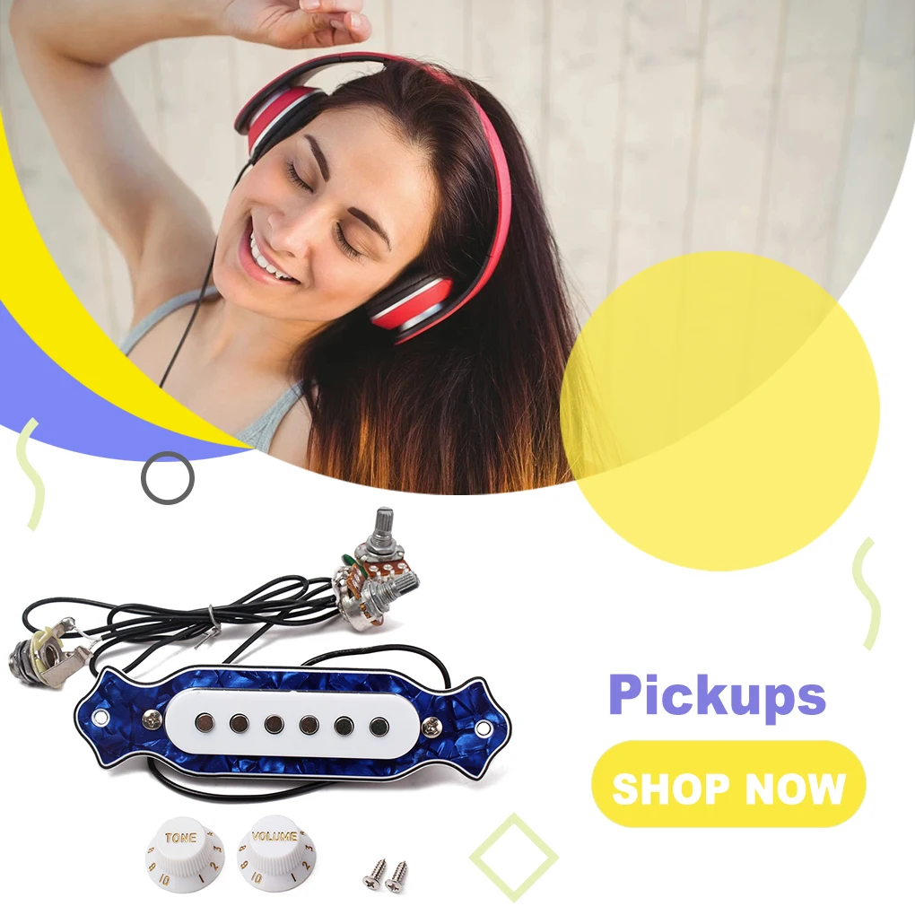 

Acoustic Guitar Sound Pick-up Plastic Sensitive Copper Coil 5K Adjustable 20-20KHz Pick-ups Components with Mounting Screws
