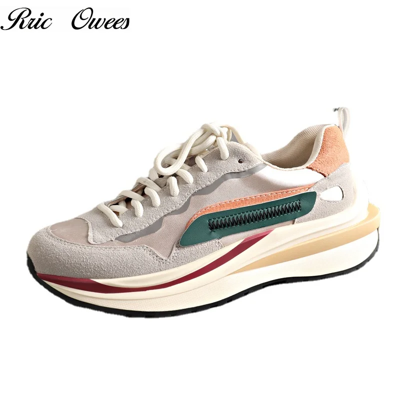 

Rric Owees Spring Autumn High Quality Men's and Women's Casual Shoes Leather Couple Sports Shoes Hiking Shoes Running Shoes Tops