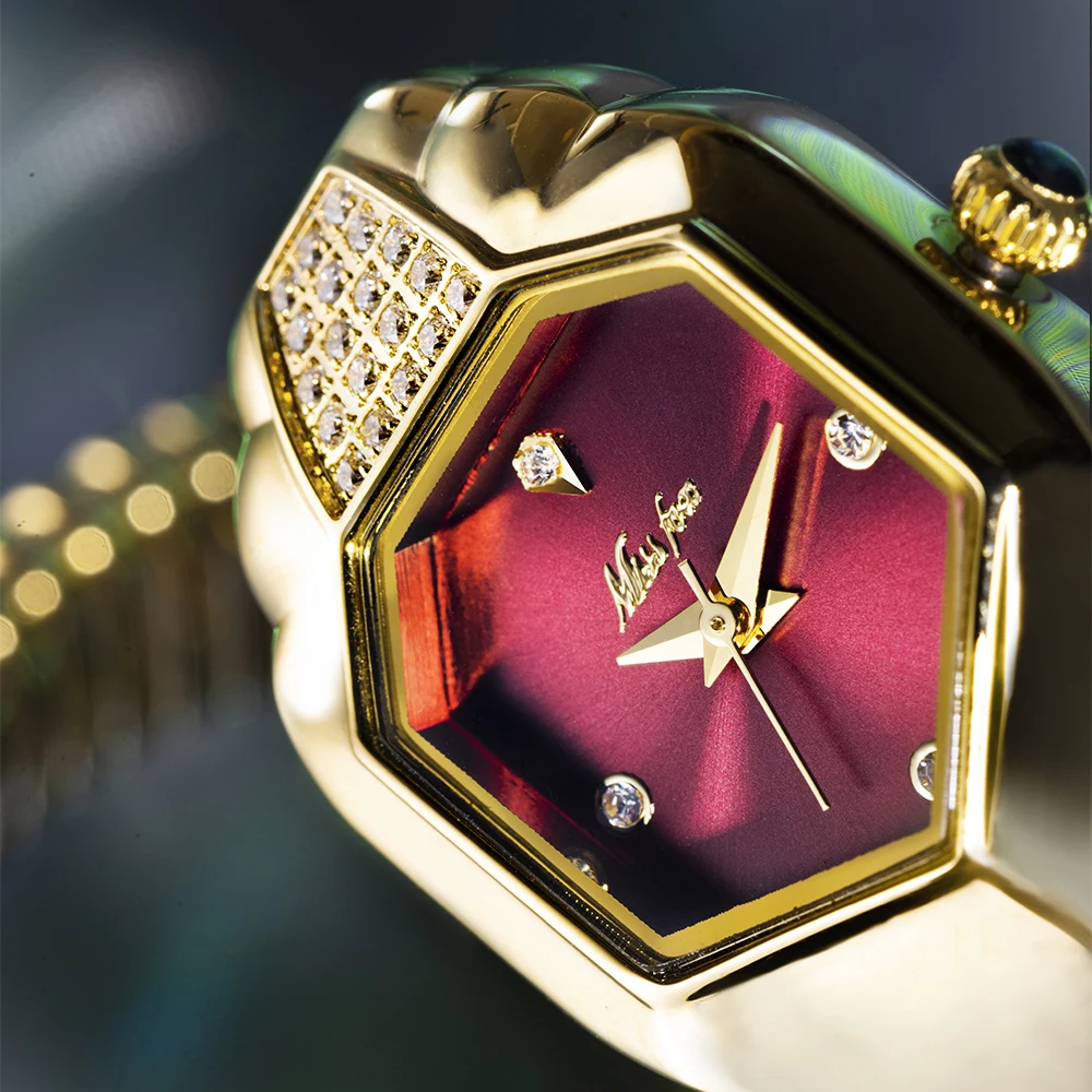 MISSFOX New Snake Watch For Women Fashion Inlay Diamond Quartz Lady Watches Luxury Design Special Dress Jewelry Gift Wristwatch