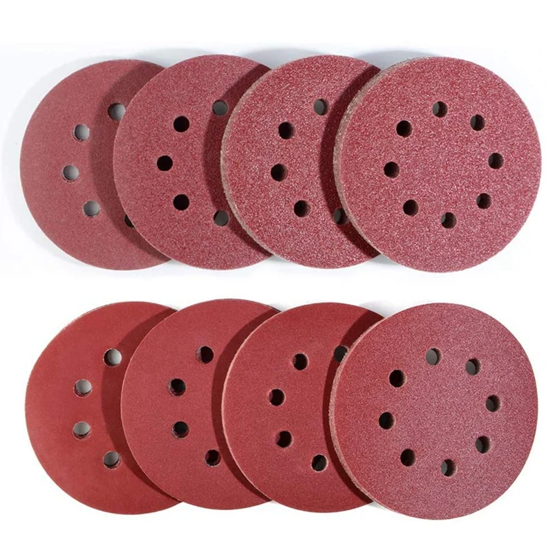 

80Pcs 125Mm Sanding Discs, Hook Loop, 8 Hole Sanding Discs Pads For Random Orbital Sander 40/60/80/120/180/240/320/400