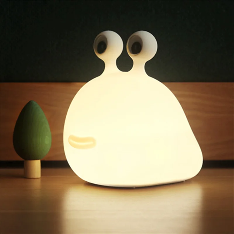 Night Light Silicone Led Slug Rechargeable Baby Sleeping Lamp Touch Switch Children's Nightlight Dimmable Night Timer Cute Gift