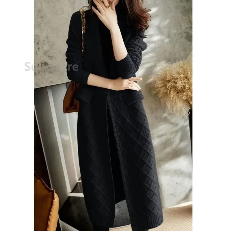 Европейский длинный кашемировый кардиган женский осенне-зимний новый