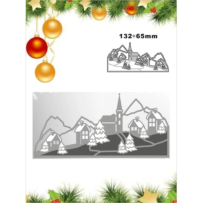 

New 2022 Beautiful Village in Winter Metal Cutting Dies For DIY Scrapbooking Card Making Embossing Craft Decorative No Stamps
