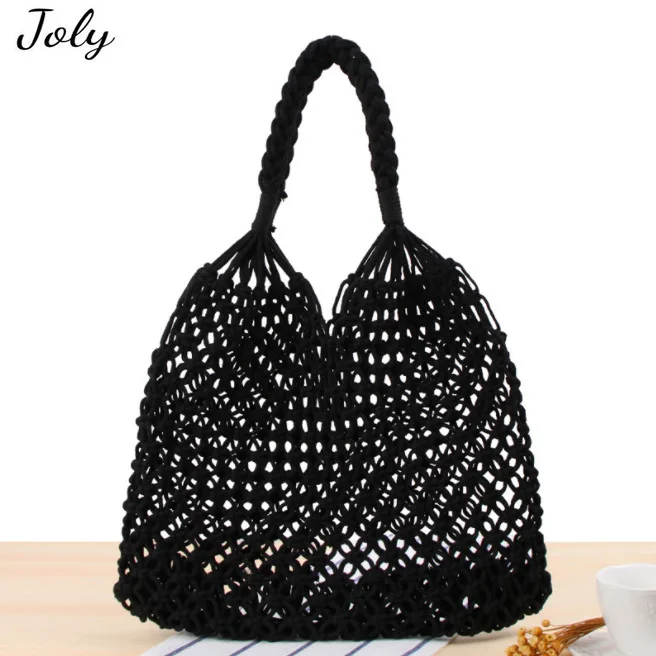 

Женская пляжная Соломенная Сумочка, плетеная пляжная сумка из сетчатой веревки большой вместимости, комбинированная сумка