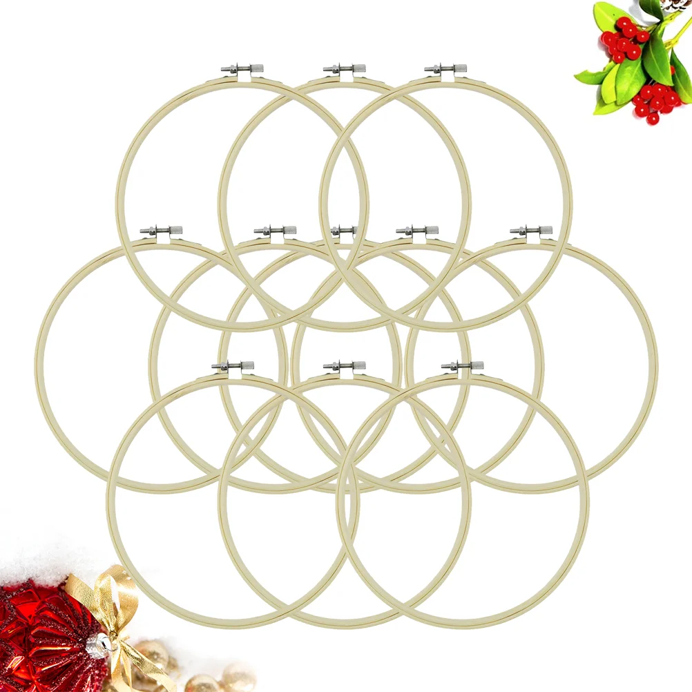 

12PCS Bamboo Embroidery Adjustable Circle Frame DIY Craft Cross Stitch Chinese Traditional Sewing Manual Tool (13CM) Tools