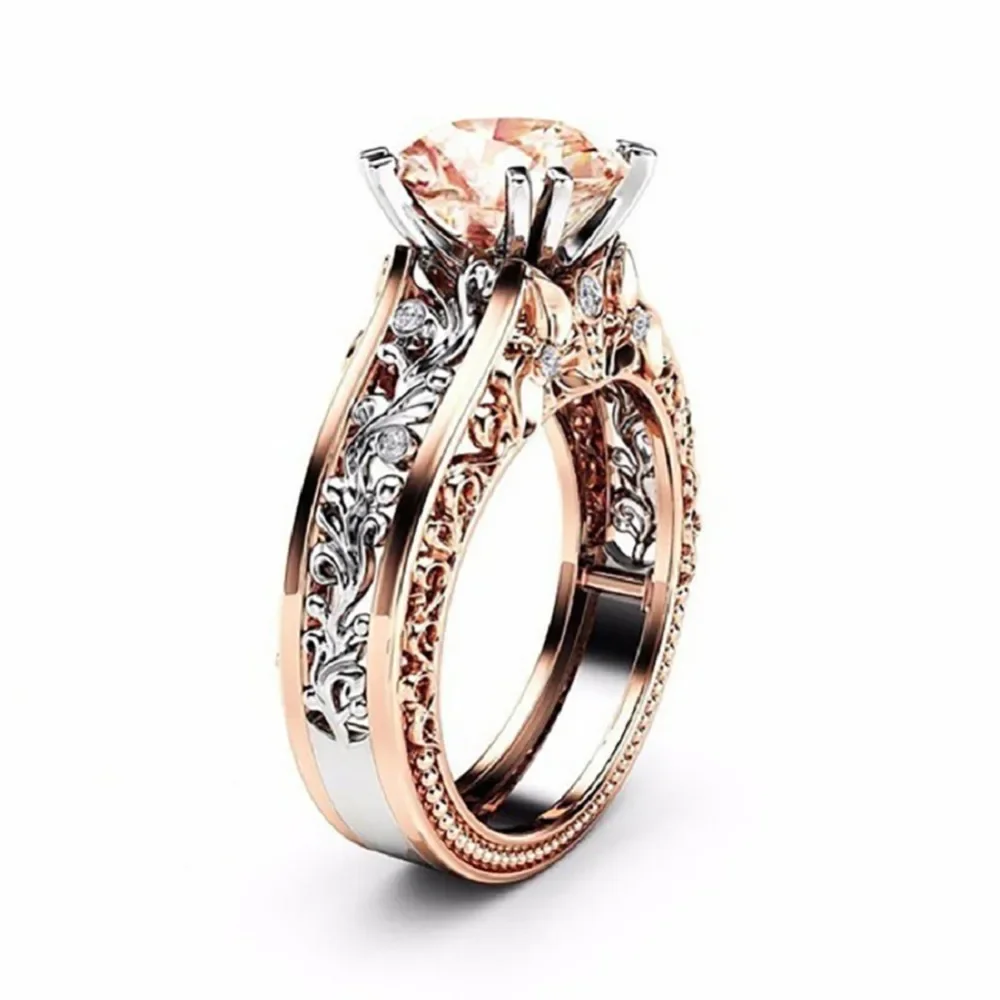 Принцесса белый/синий/шампанское кристалл циркона цветок обручальное кольцо