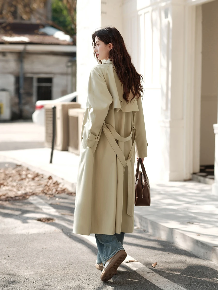 Mu Yi двубортный повседневный плащ женский осень 2024 новая маленькая ленивая