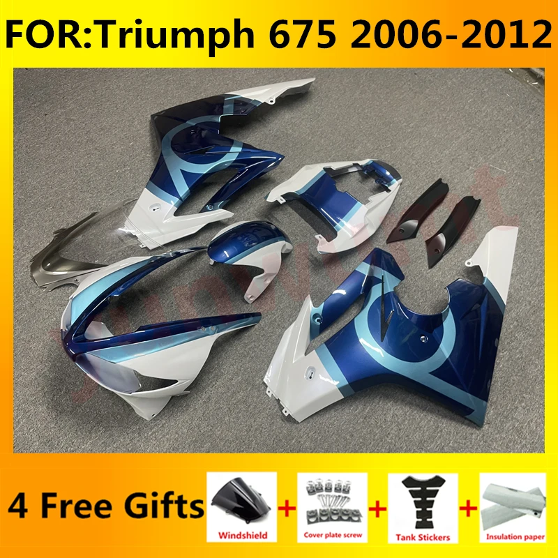 

Комплект обтекателей из АБС-пластика для мотоцикла, подходит для Triumph Daytona 675 675R 2006 2007 2008 2009 2010 2011 2012, комплект обтекателей для кузова, синий, белый
