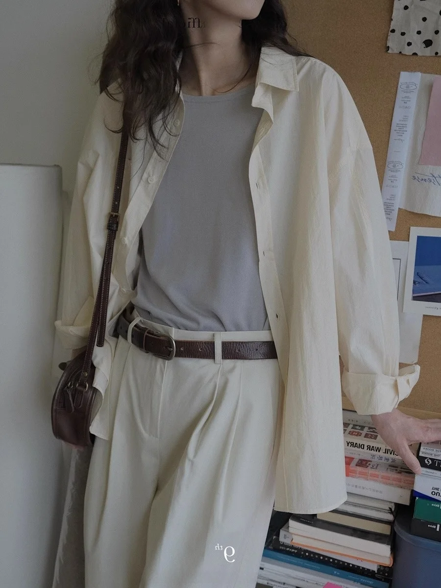 Spring and Autumn New French sle Retro Unique Loose Slimming Black Shirts Women's Long-Sleeved Stacked Outdoor Mysterious S...