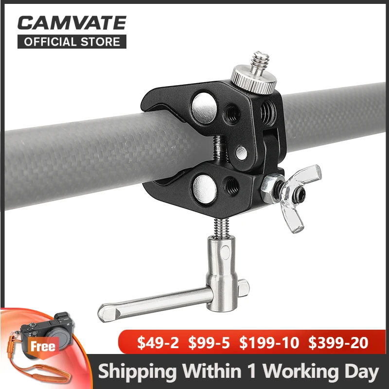 

CAMVATE Universal Super Clamp Crab Plier Plip With 1/4"-20 Screw Adapter & 1/4"-20 Hand-tight Fastener Wing Butterfly Screw Nut