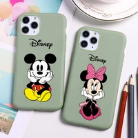 cute cartoon mickey minnie phone case for iphone 13 12 11 pro max mini xs 8 7 6 6s plus x se 2020 xr candy green silicone cover