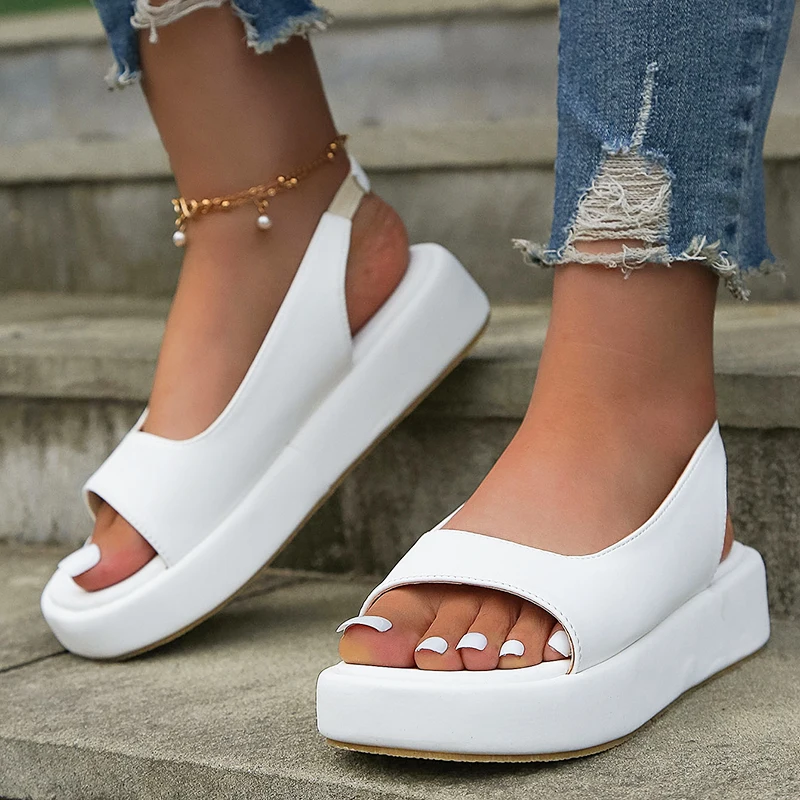 

Women's Fashion Platform Sandals Summer New Casual Beach Flat Sandals Slip on Lightweight Summer Footwear Sandalias Mujer 36-42