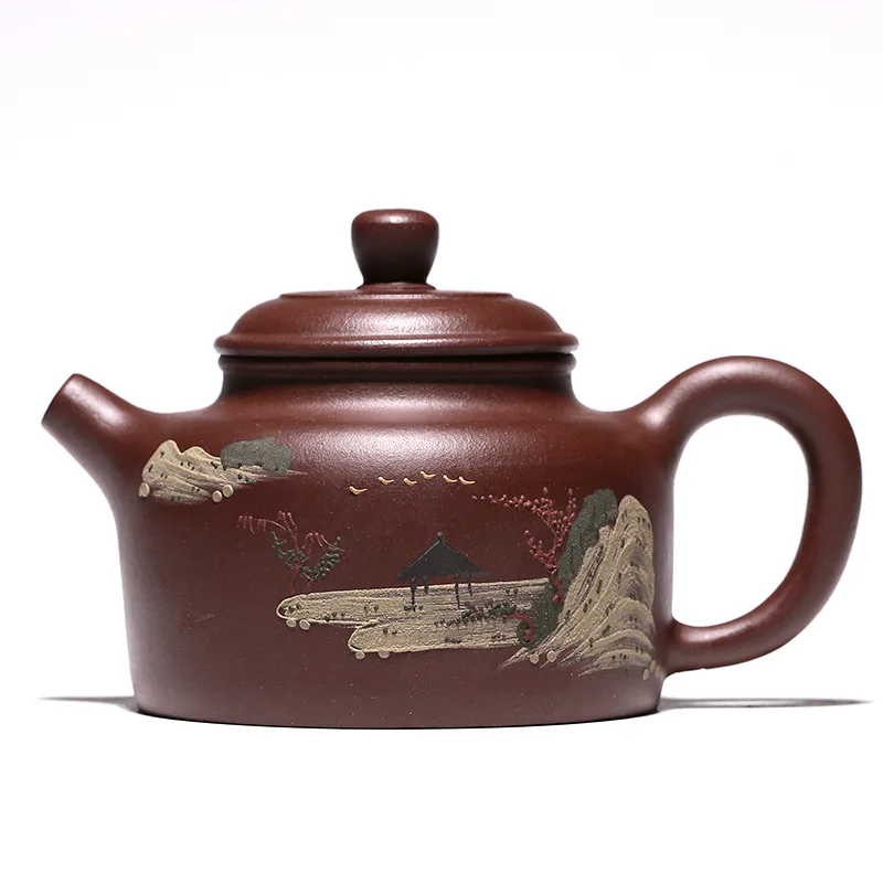 

Handmade Clay Painting Dezhong Teapot Zisha Teapot Yixing Handmade Pot Kung-fu Teaware Purple Clay Drinkware For Puer Green