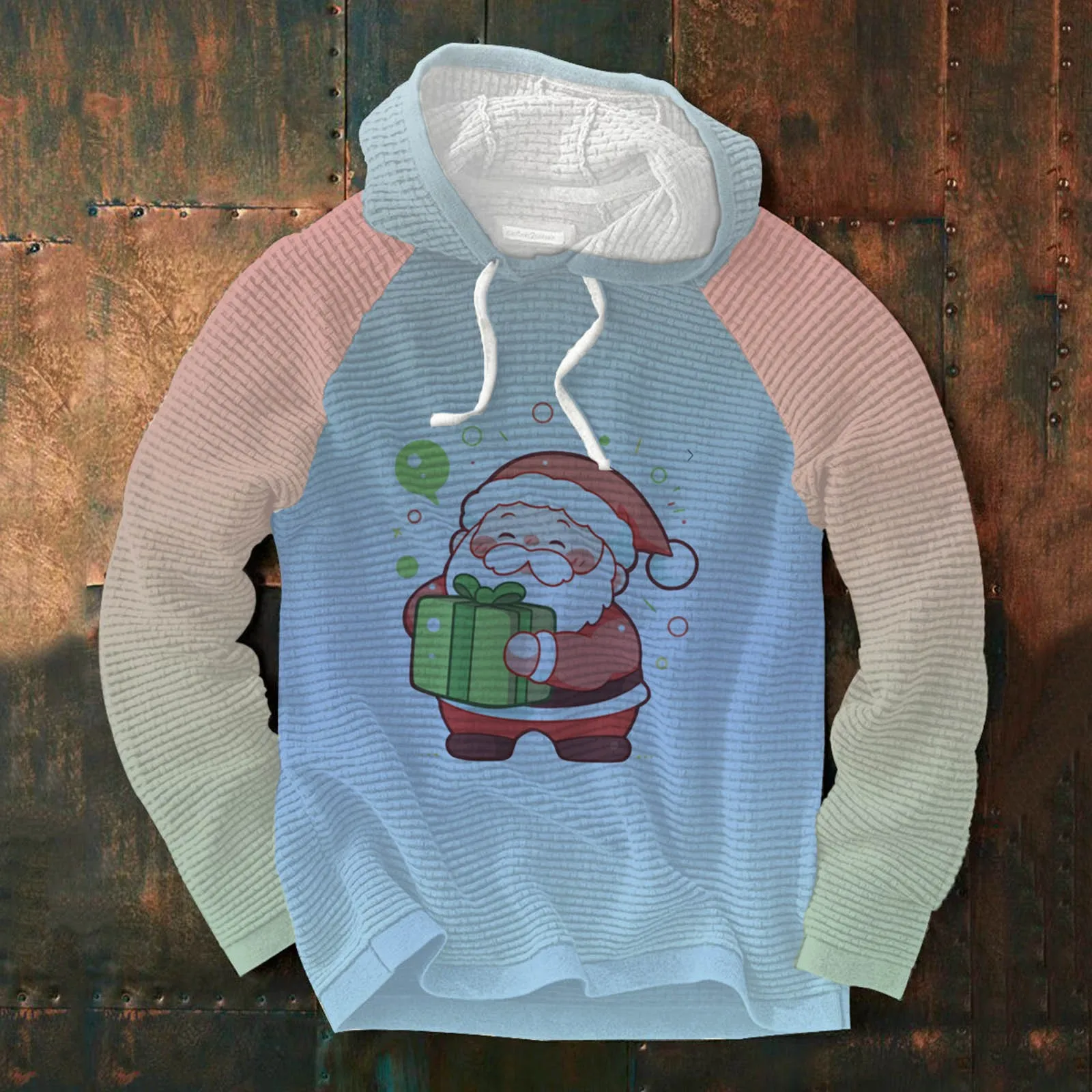 

Distressed Top Women Women Christmas Long Sleeve Casual Round Neck Stripe Print Santa Holiday Sweater Couple Christmas Sweaters