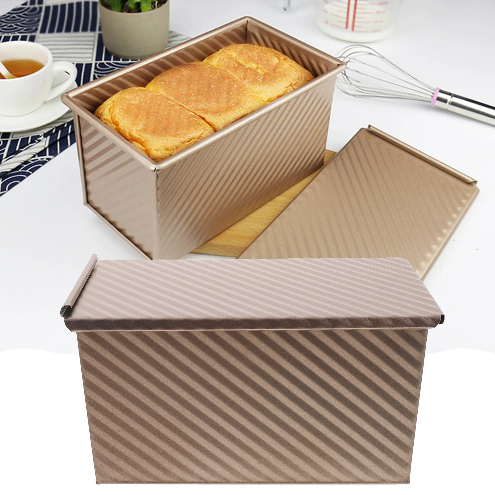 

Toast Mold Sandwich Bread Heat-resistant Pan Carbon Steel Loaf Baking DIY Convenient Lid Bins with
