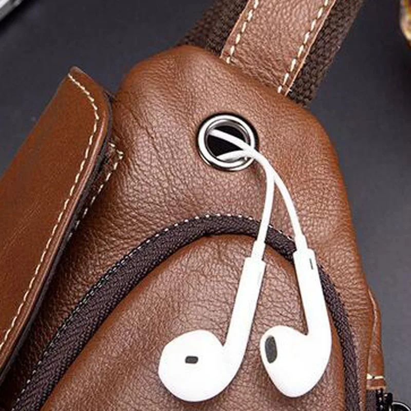 BULLCAPTAIN Leather Crossbody Bag for Men Messenger Chest Bag Casual Shoulder Strap Pack New Fashion