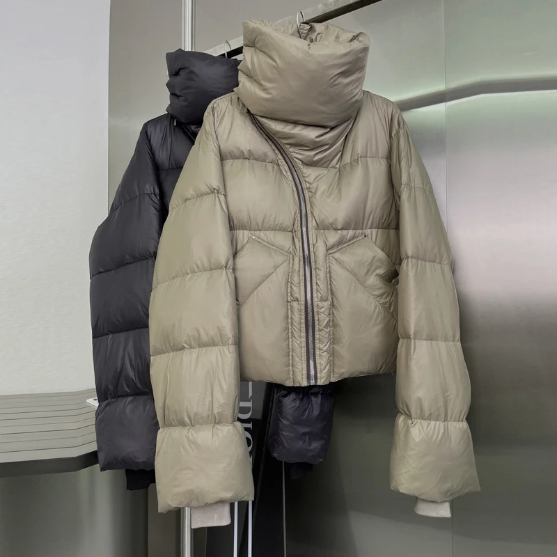 High street Winter Fluffy Women's Down jacket -30℃ Snow wear Stand collar Zipper Short Coat Oversized Outwear YNZZU 1O383