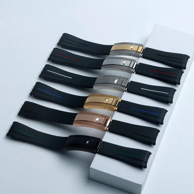 

Ремешок силиконовый для наручных часов 20 мм 21 мм, резиновый Комбинированный браслет с пряжкой для ролевых часов Daytona Submariner DEEPSEA GMT SEAMARSTER 8900