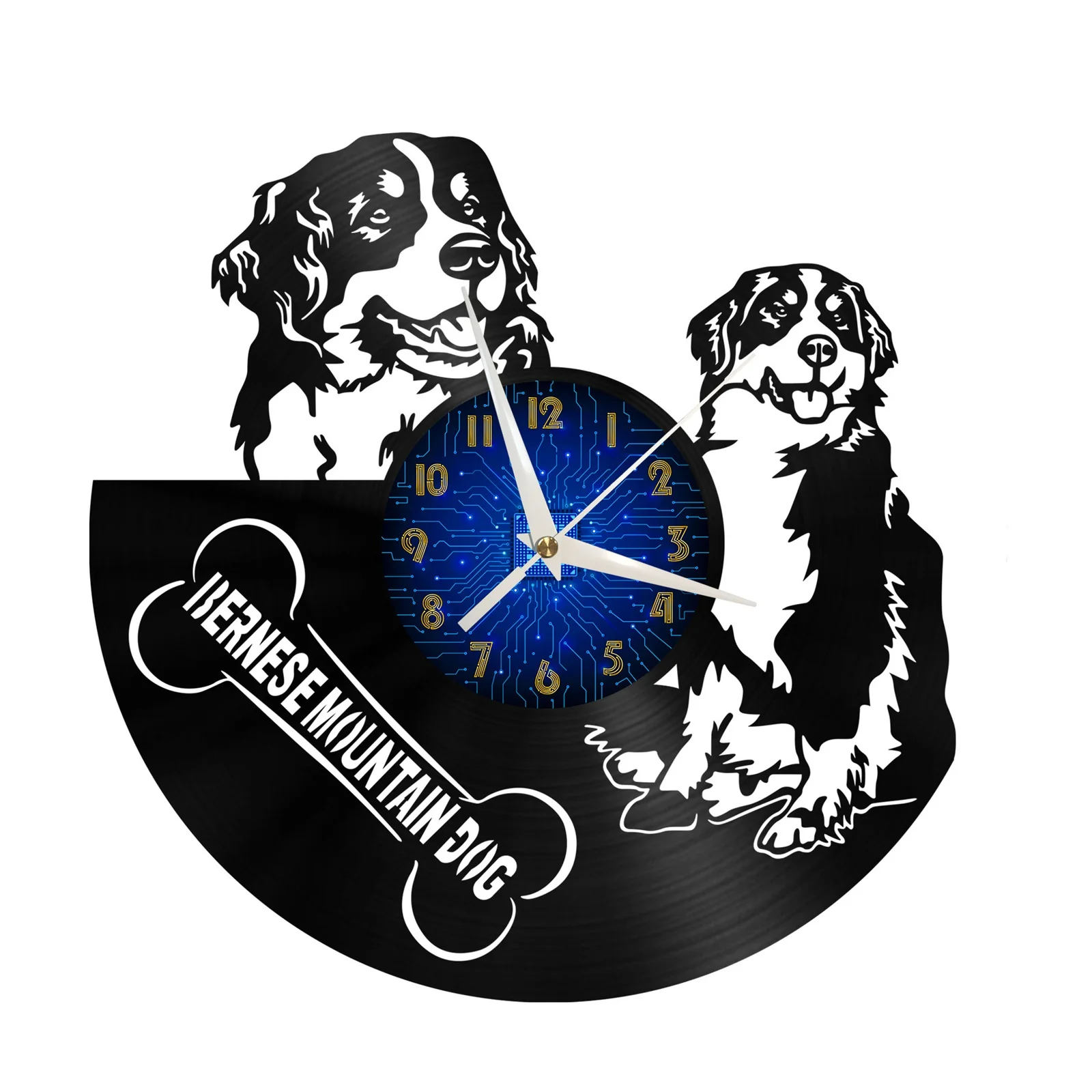 

Bernese Mountain dog 12 Inch Vinyl Record Wall Clock Battery Operated Silent Non-Ticking