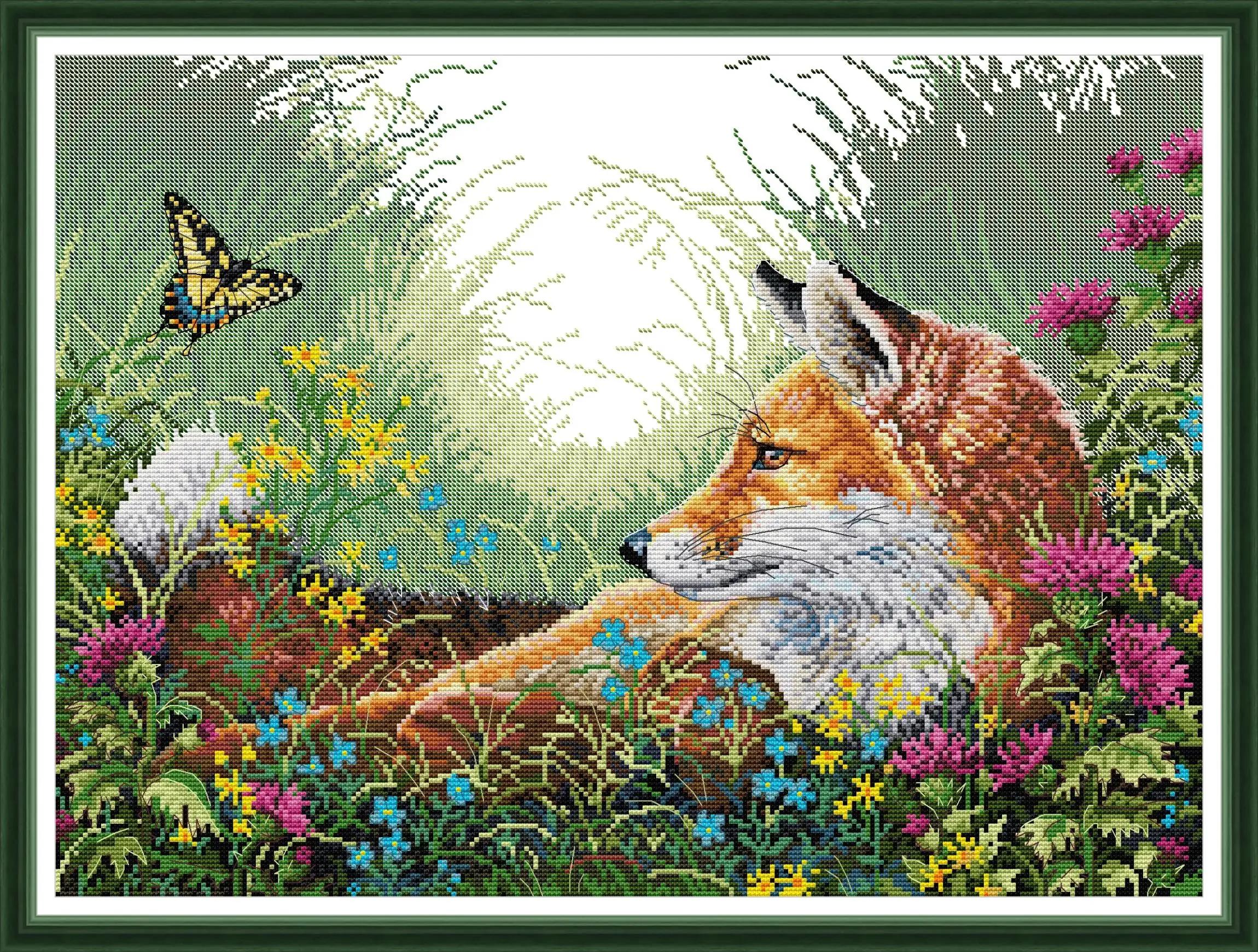 

Joy Sunday Pre-printed Cross Stitch Kit DIY Easy Pattern Aida 14/11CT Stamped Fabric Embroidery Set-Fox 6