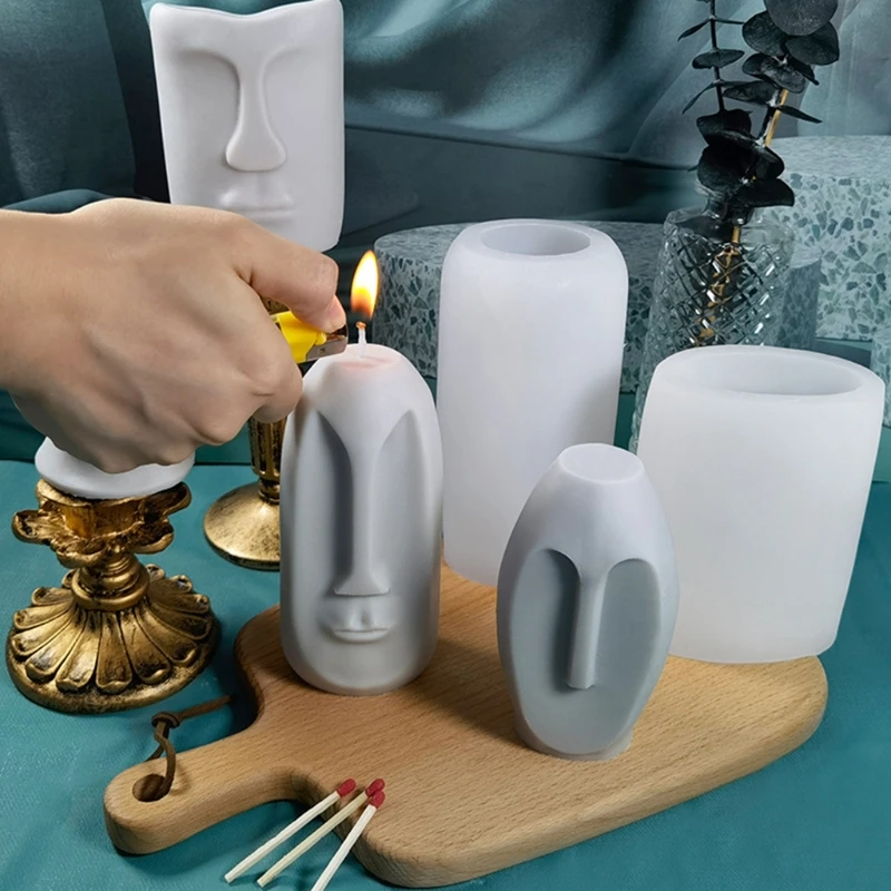 

Simple Human Face Scented Candle Silicone Mold Nordic Style DIY Aromatherapy Candle Handmade Portrait Soap Ornaments Y5GB